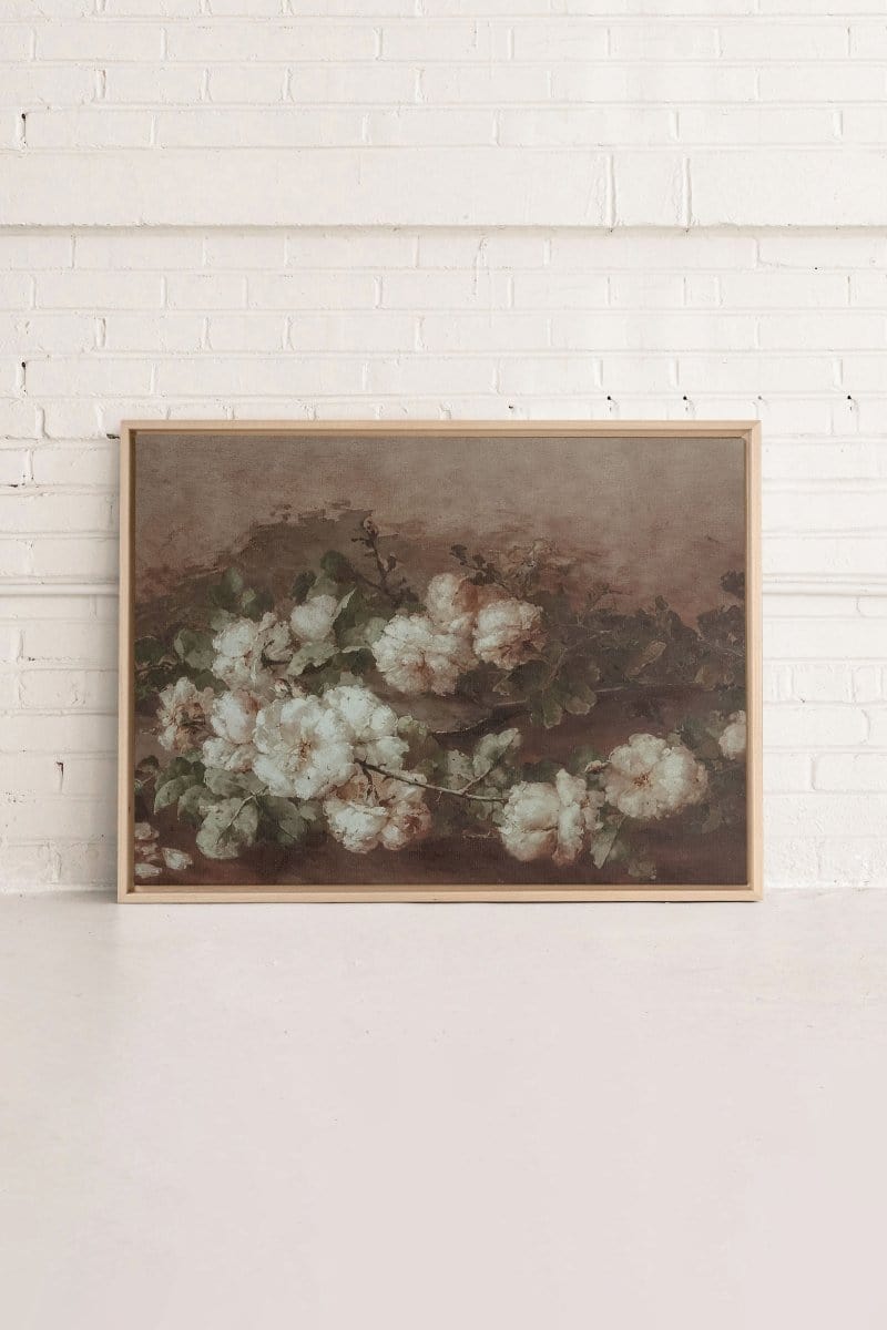 WHITE PEONY, Stretched Canvas Artwork