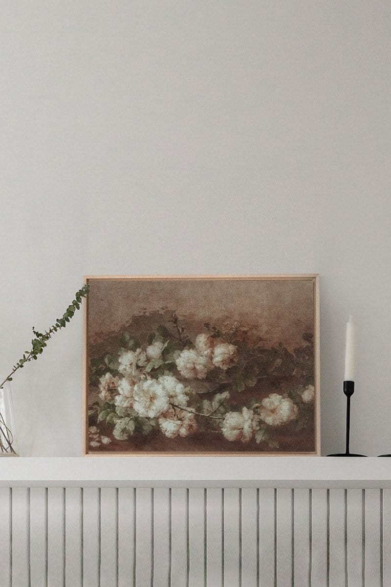 WHITE PEONY, Stretched Canvas Artwork