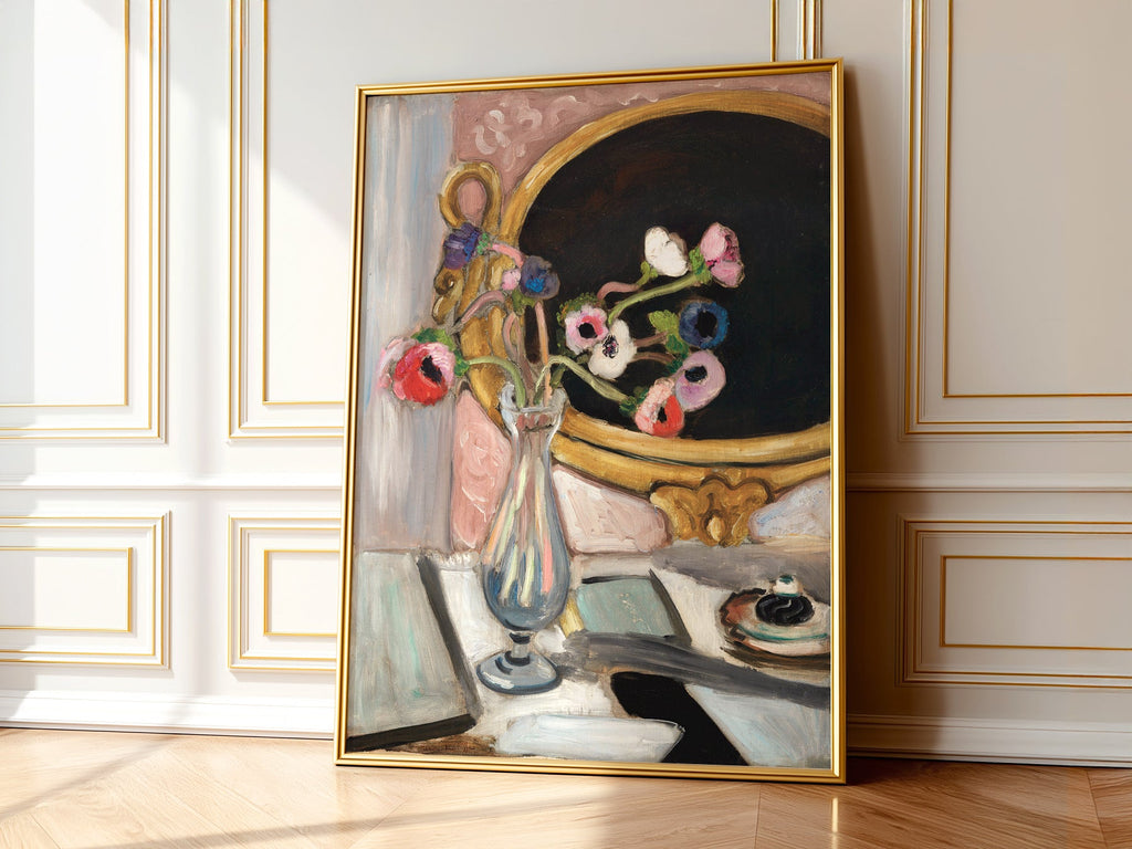 Henri Matisse Black Mirror Art Print – Floral Still Life Wall Poster