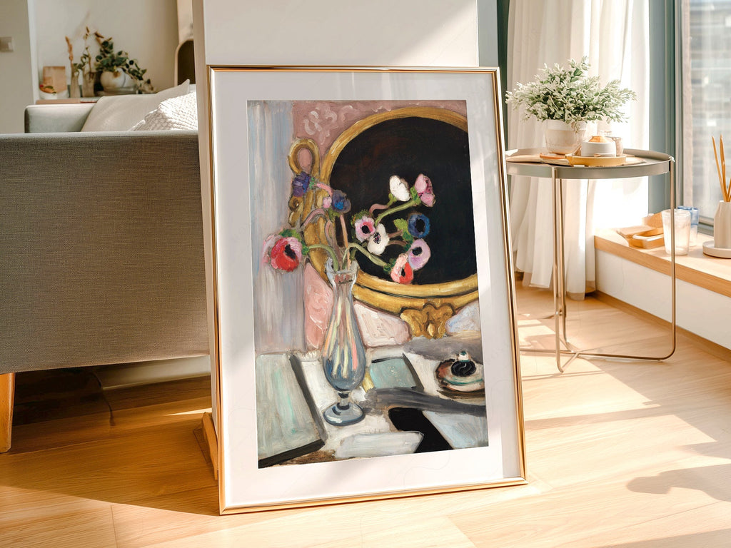 Henri Matisse Black Mirror Art Print – Floral Still Life Wall Poster