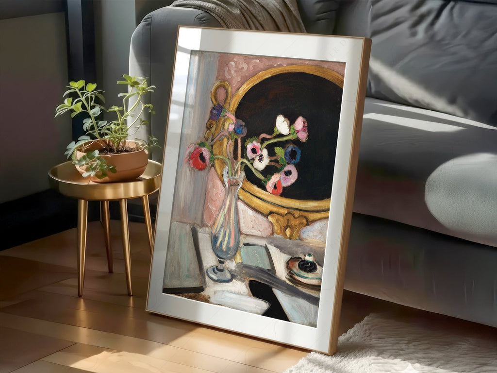 Henri Matisse Black Mirror Art Print – Floral Still Life Wall Poster