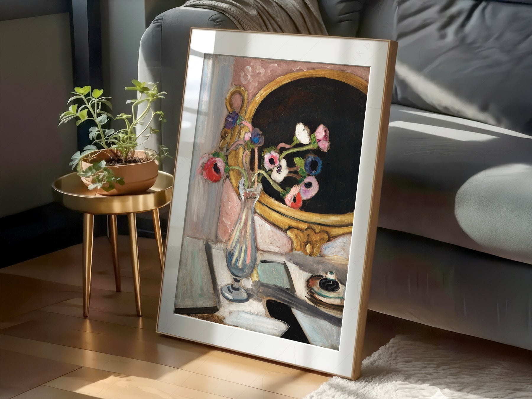 Henri Matisse Black Mirror Art Print – Floral Still Life Wall Poster