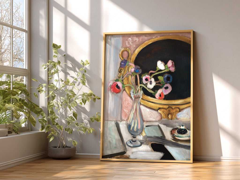 Henri Matisse Black Mirror Art Print – Floral Still Life Wall Poster