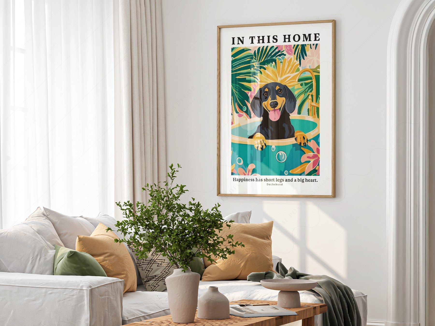 Dachshund Wall Art Print – In This Home Happiness Has Short Legs Poster