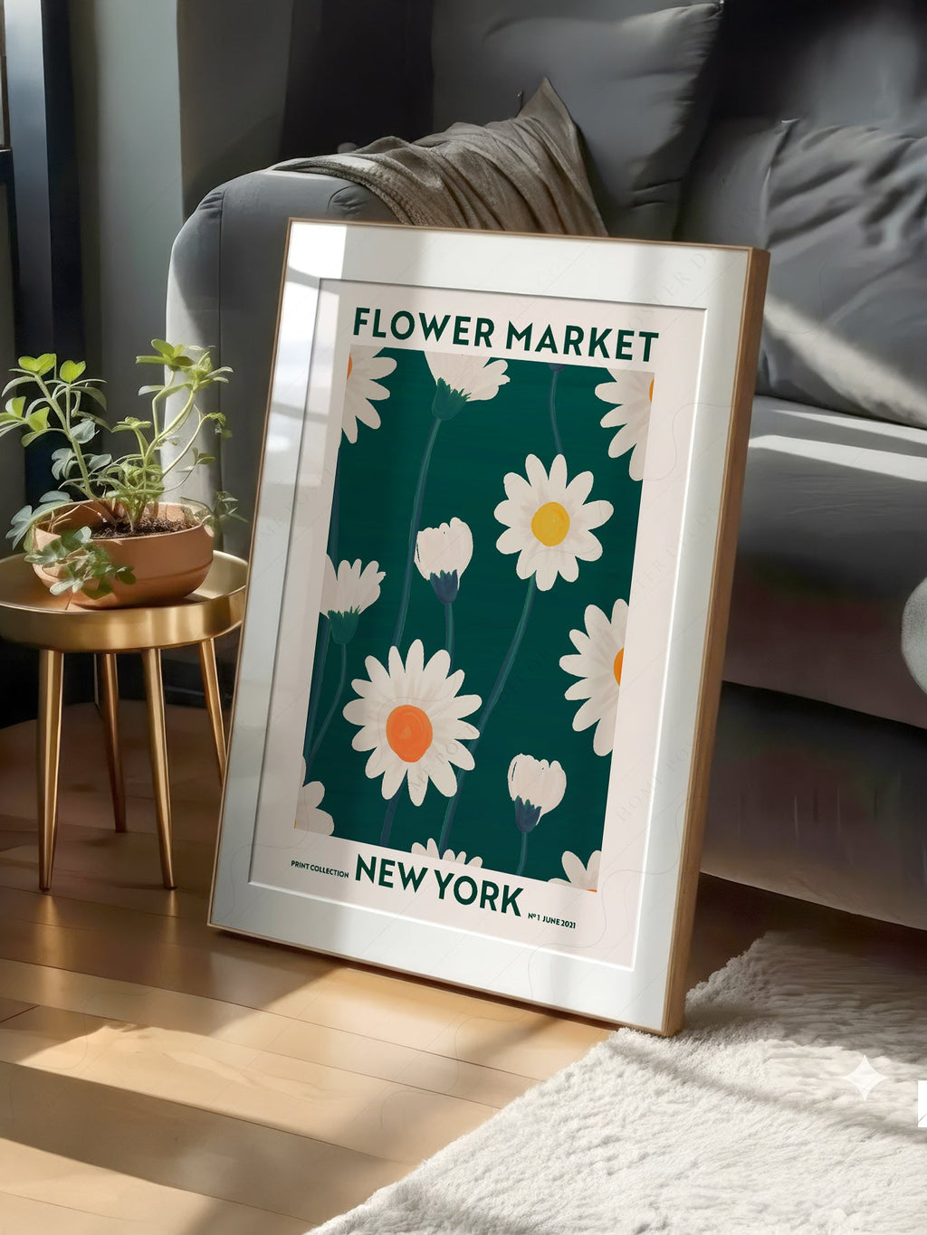 Flower Market New York Print – Daisy Floral Wall Art Poster Decor