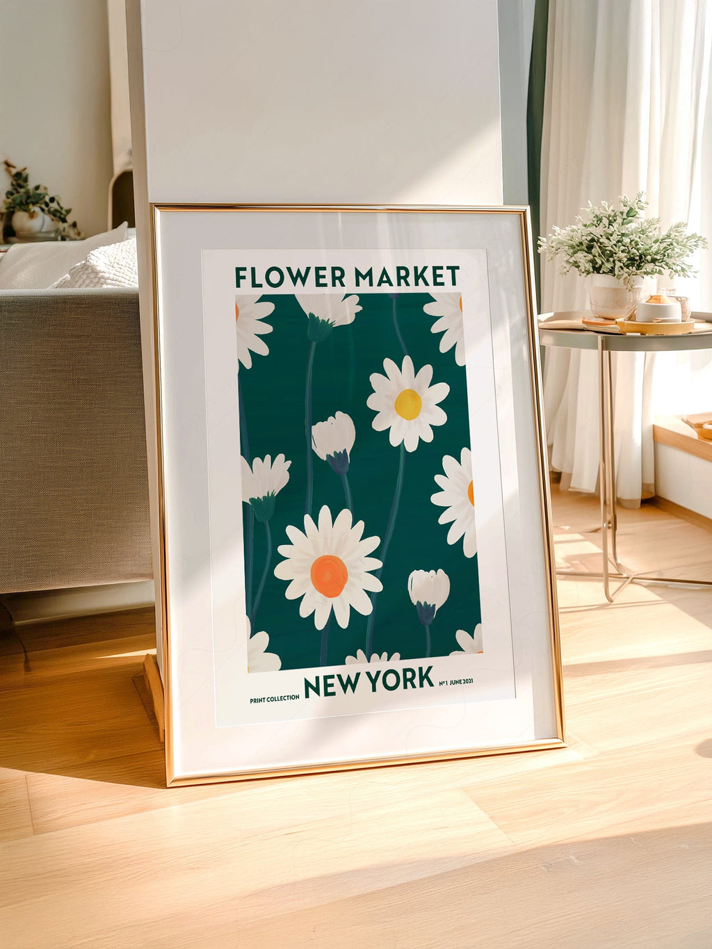 Flower Market New York Print – Daisy Floral Wall Art Poster Decor