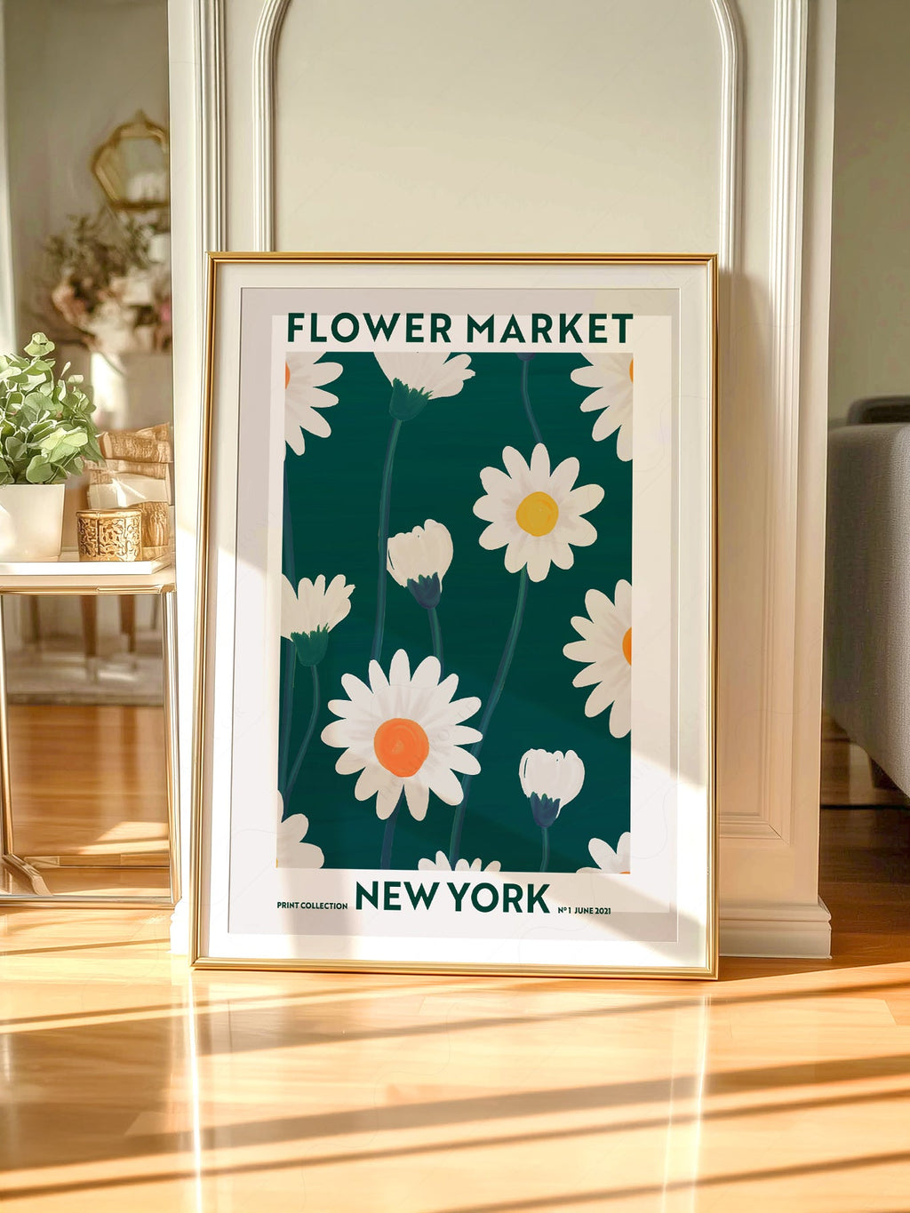Flower Market New York Print – Daisy Floral Wall Art Poster Decor