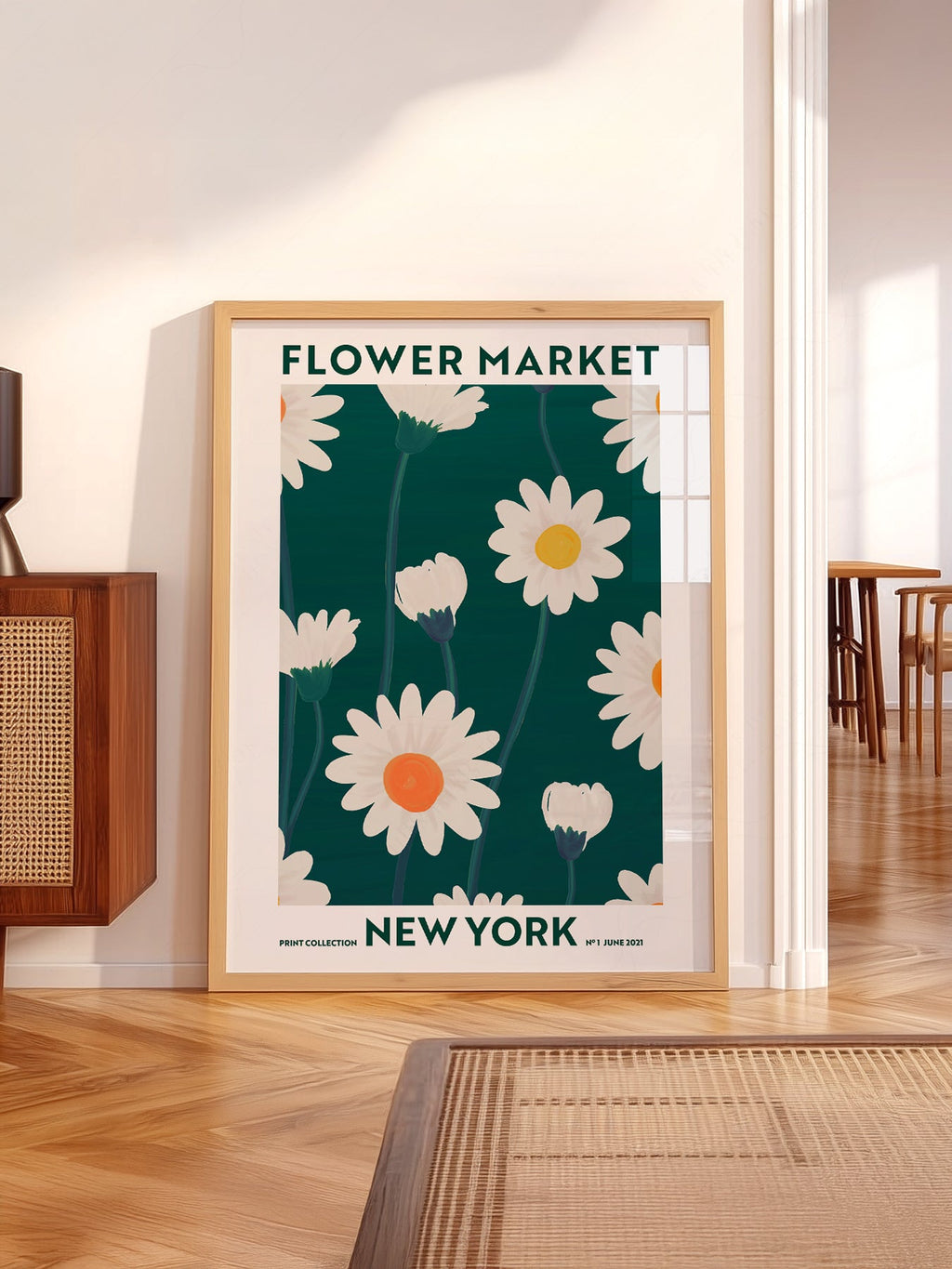 Flower Market New York Print – Daisy Floral Wall Art Poster Decor