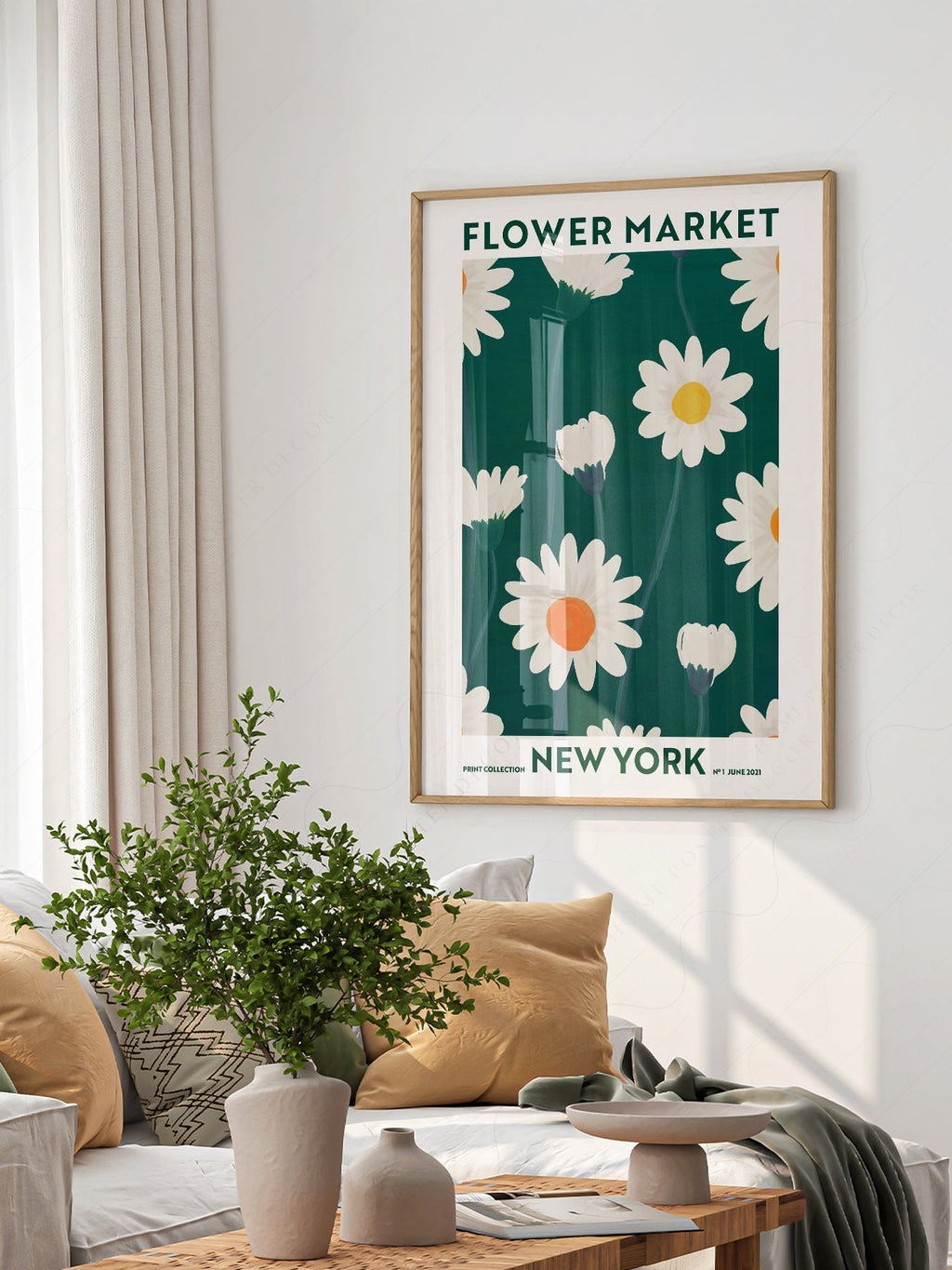 Flower Market New York Print – Daisy Floral Wall Art Poster Decor