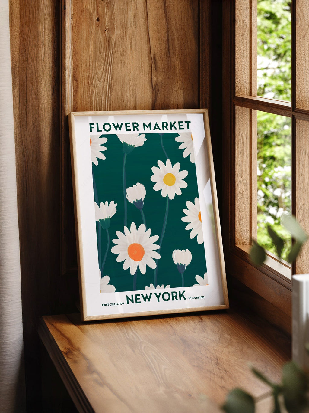 Flower Market New York Print – Daisy Floral Wall Art Poster Decor