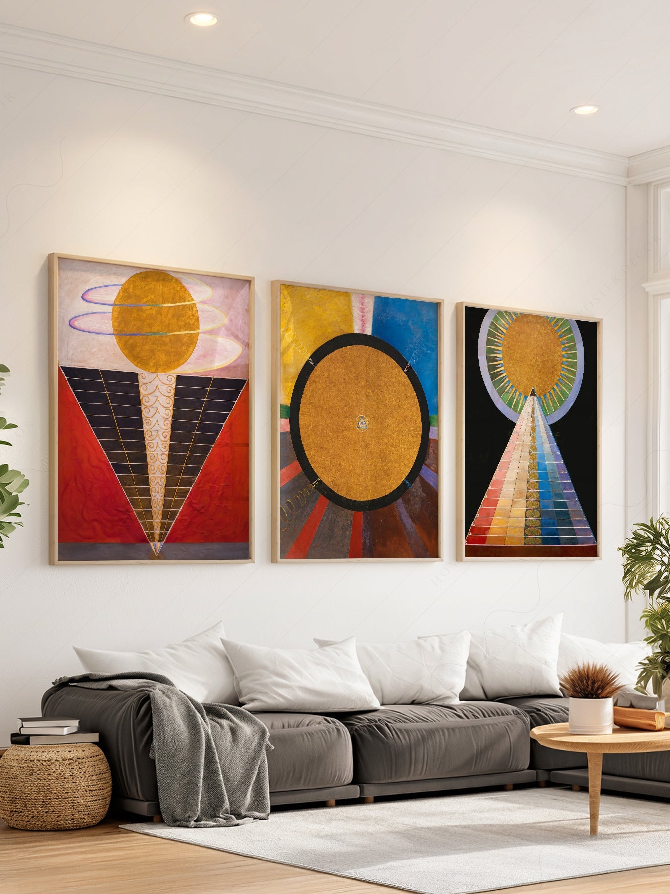 Hilma af Klint Altarpiece Set of 3 Prints – Abstract Spiritual Wall Art