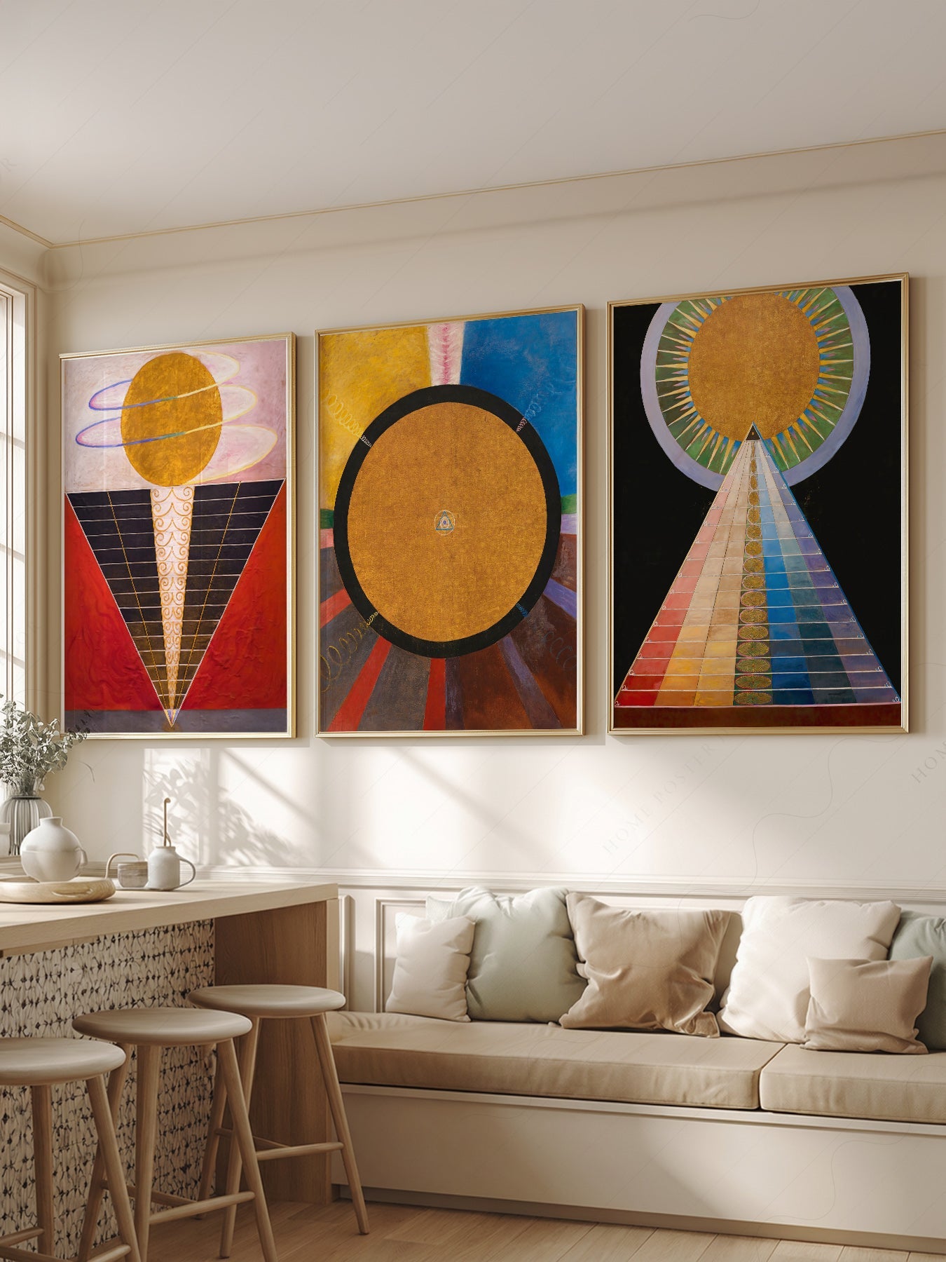 Hilma af Klint Altarpiece Set of 3 Prints – Abstract Spiritual Wall Art