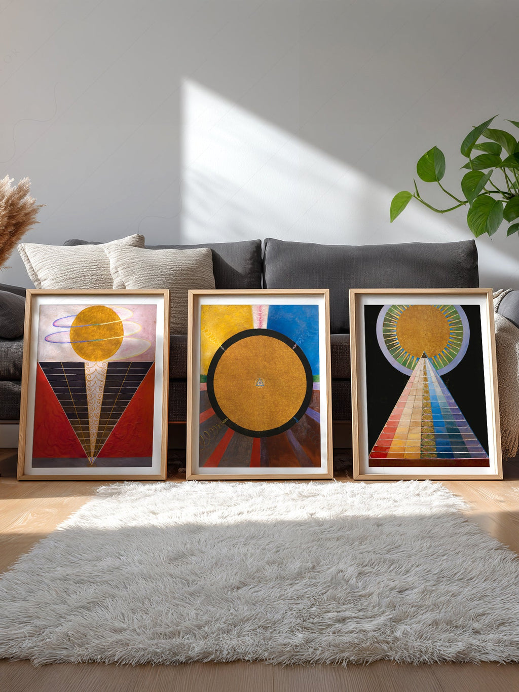 Hilma af Klint Altarpiece Set of 3 Prints – Abstract Spiritual Wall Art