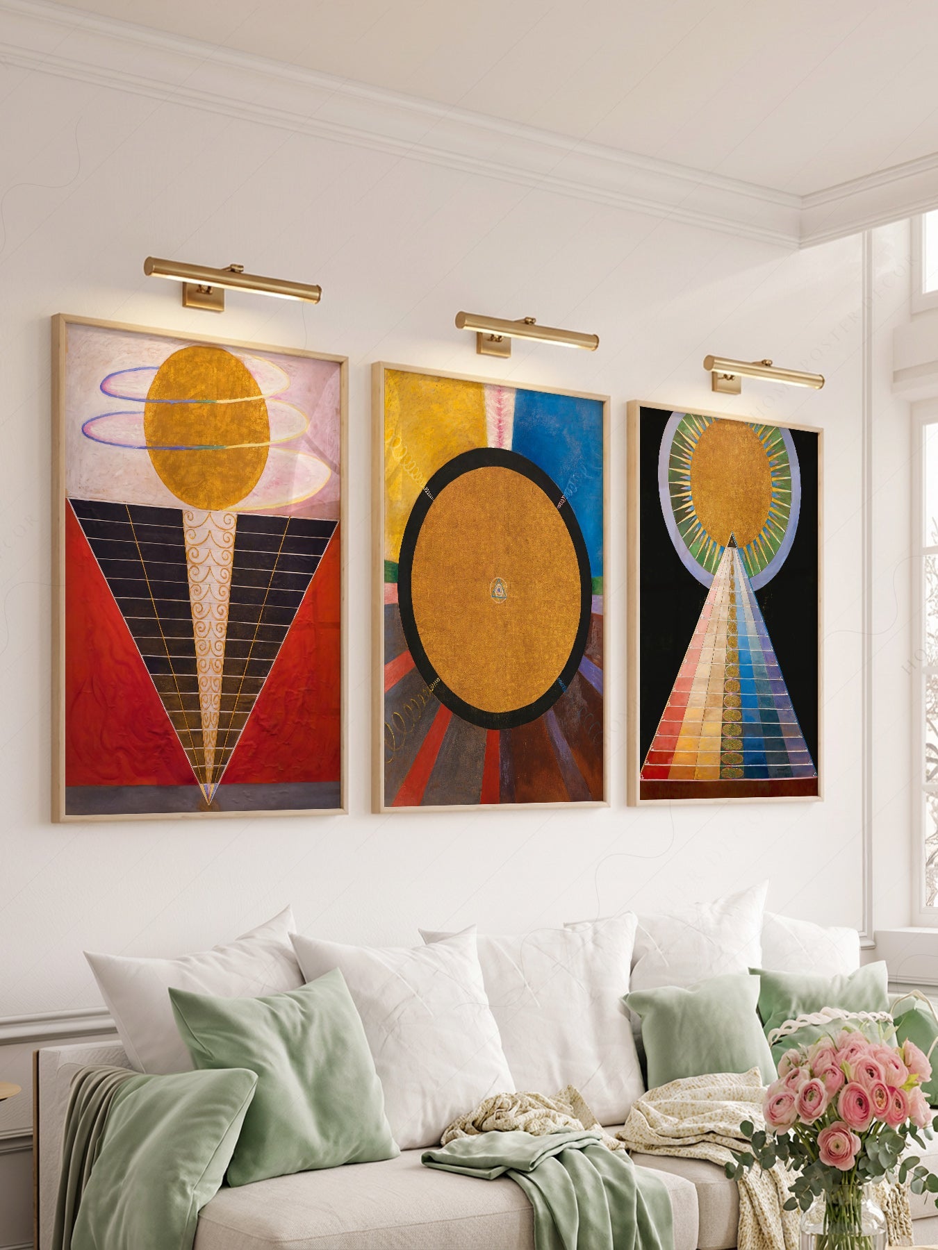 Hilma af Klint Altarpiece Set of 3 Prints – Abstract Spiritual Wall Art