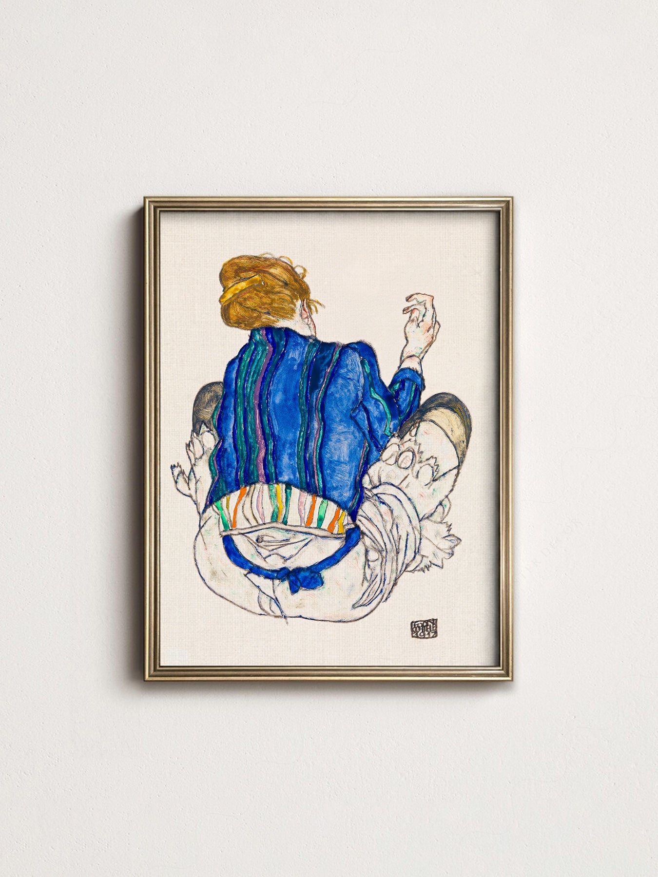 Egon Schiele Seated Woman Back View 1917 Art Print – Expressionist Wall Art