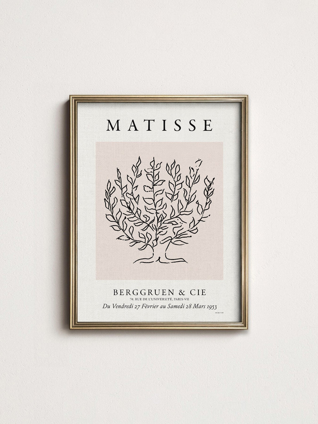 Henri Matisse Tree Drawing Exhibition Poster – Minimalist Line Art Print