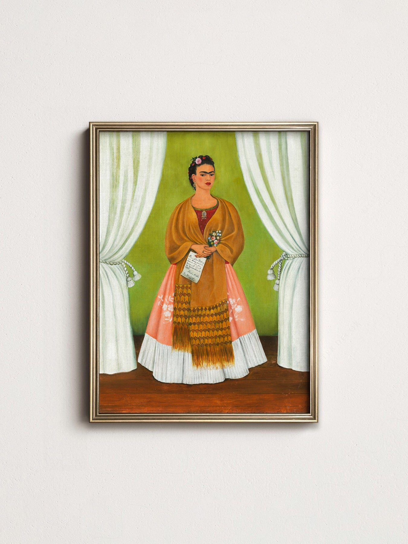 Frida Kahlo Self-Portrait Art Print – Mexican Folk Art Bohemian Decor