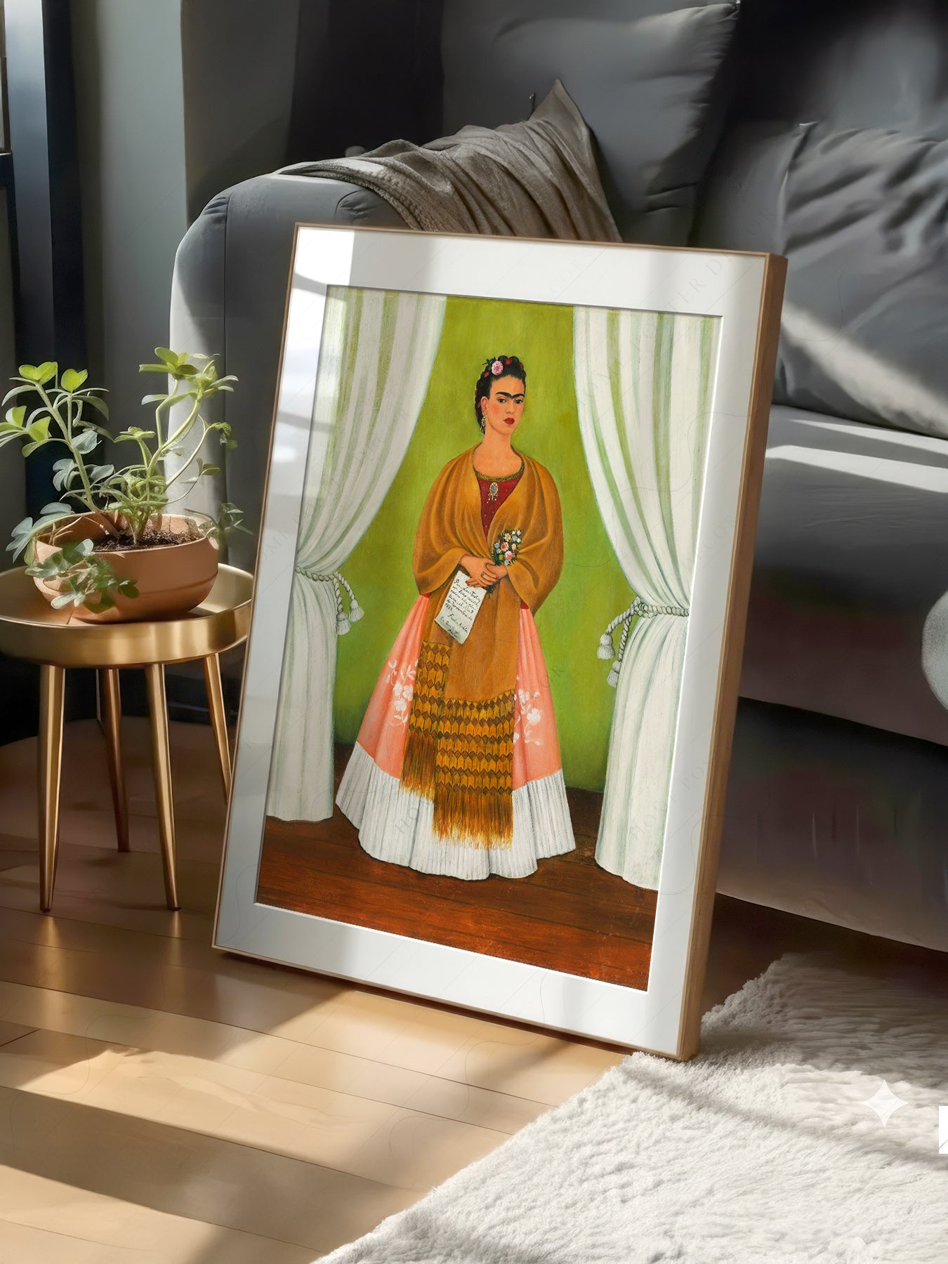 Frida Kahlo Self-Portrait Art Print – Mexican Folk Art Bohemian Decor