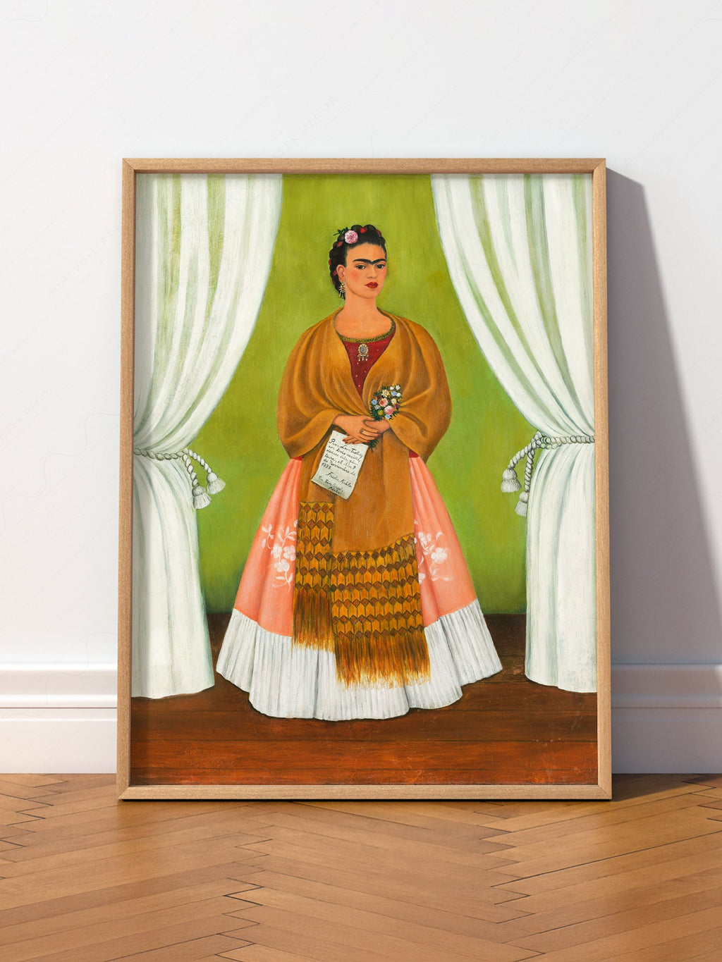 Frida Kahlo Self-Portrait Art Print – Mexican Folk Art Bohemian Decor