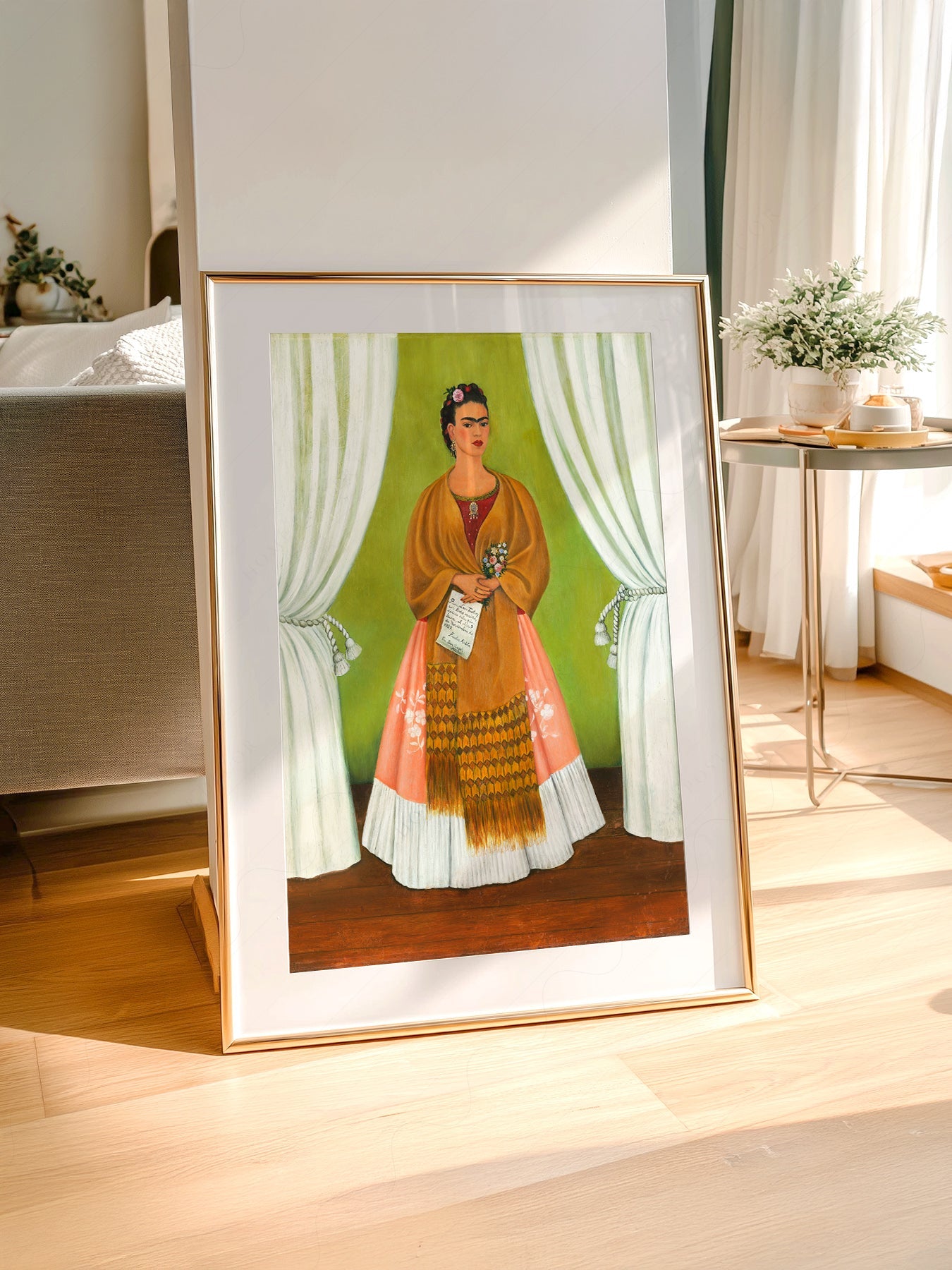 Frida Kahlo Self-Portrait Art Print – Mexican Folk Art Bohemian Decor