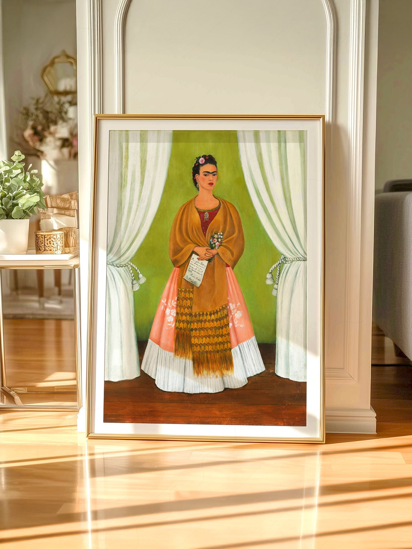 Frida Kahlo Self-Portrait Art Print – Mexican Folk Art Bohemian Decor
