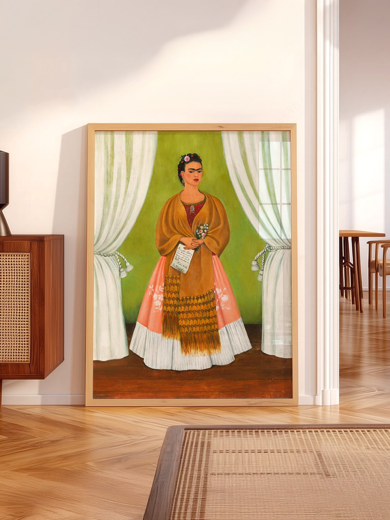 Frida Kahlo Self-Portrait Art Print – Mexican Folk Art Bohemian Decor