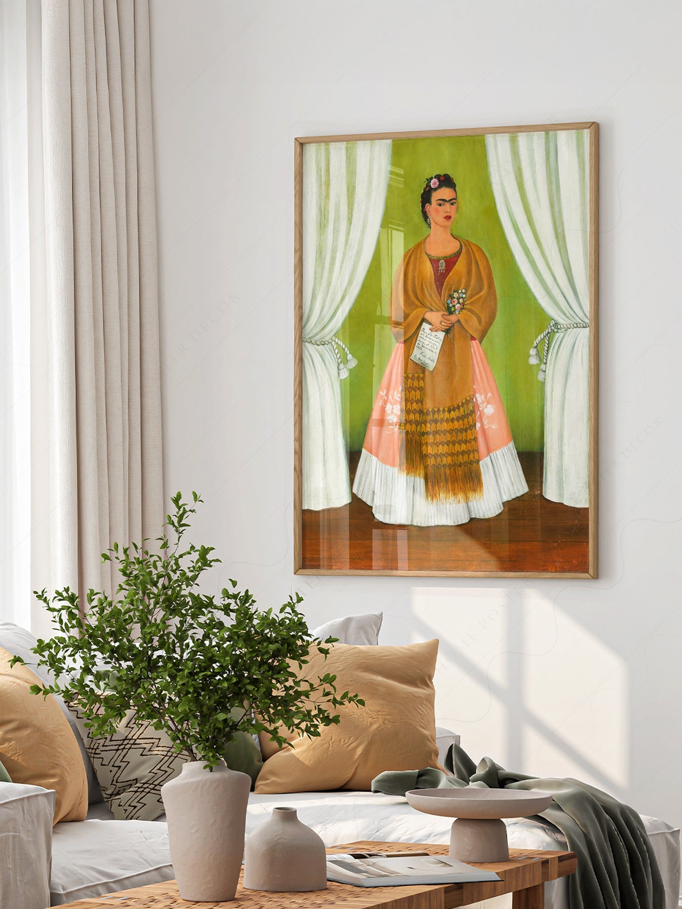 Frida Kahlo Self-Portrait Art Print – Mexican Folk Art Bohemian Decor