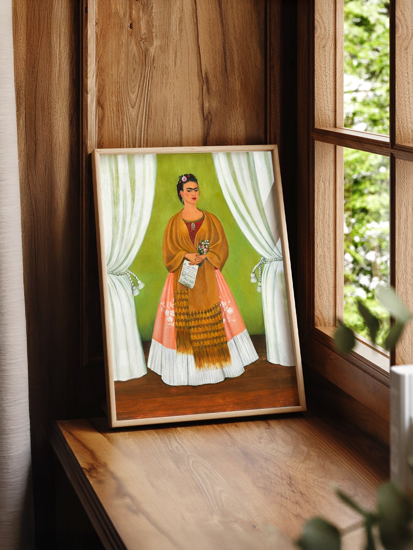 Frida Kahlo Self-Portrait Art Print – Mexican Folk Art Bohemian Decor