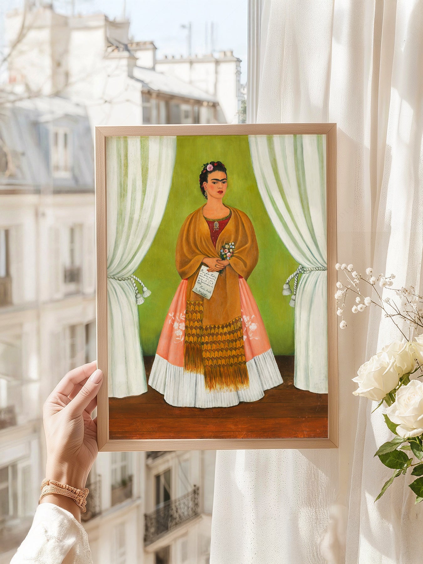 Frida Kahlo Self-Portrait Art Print – Mexican Folk Art Bohemian Decor