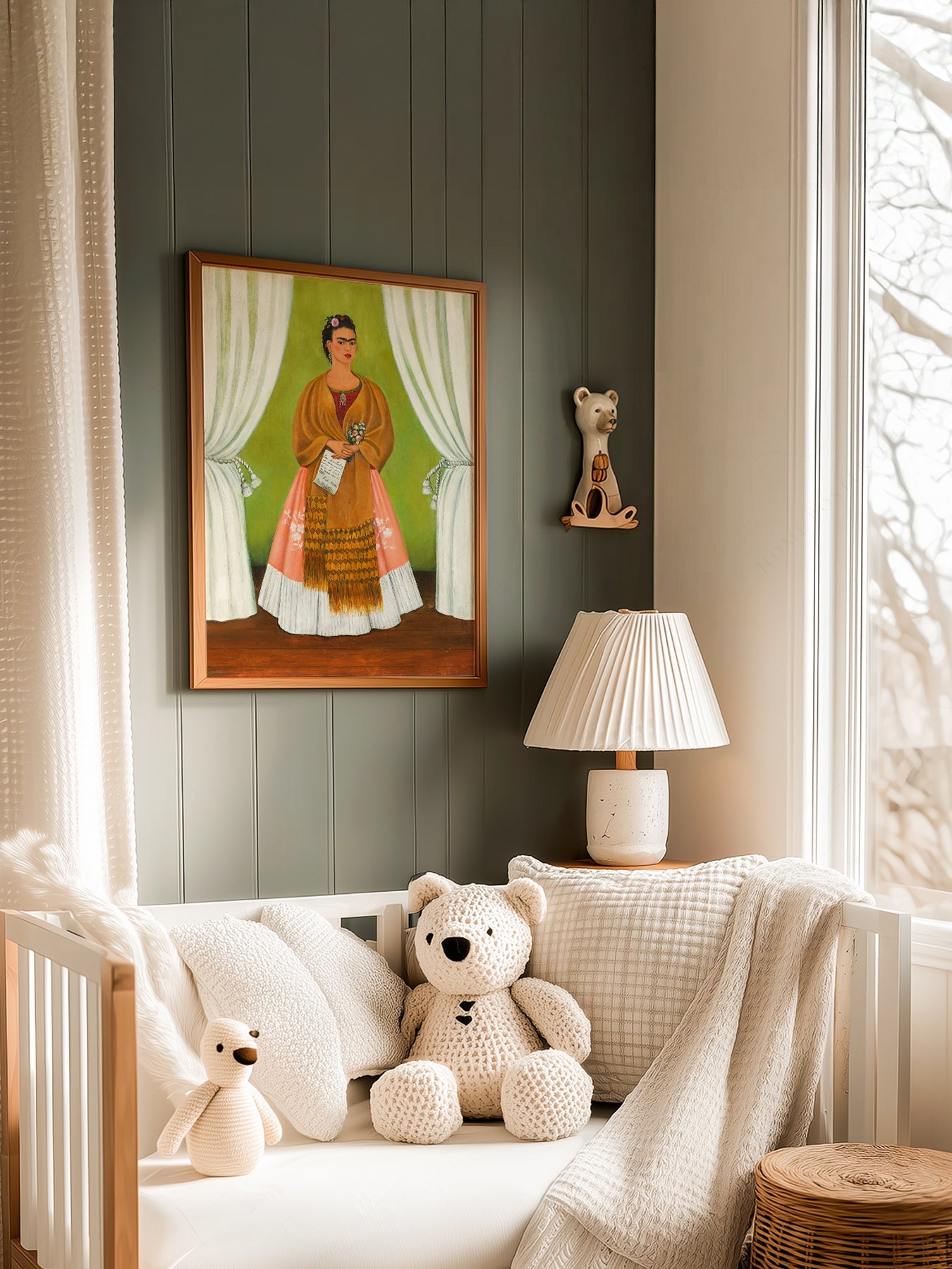 Frida Kahlo Self-Portrait Art Print – Mexican Folk Art Bohemian Decor