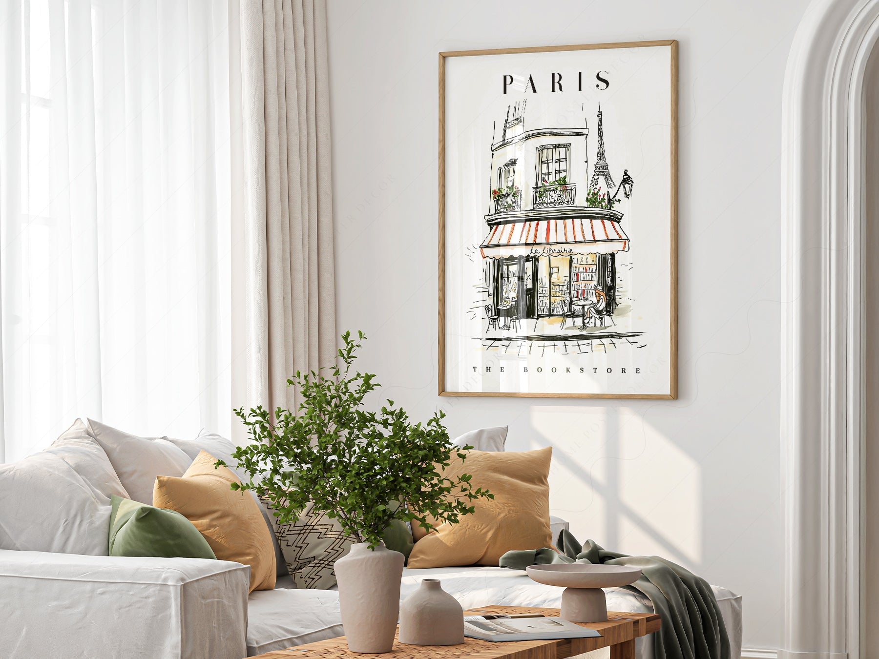 Paris Bookstore Art Print – French Bookshop Illustration Poster
