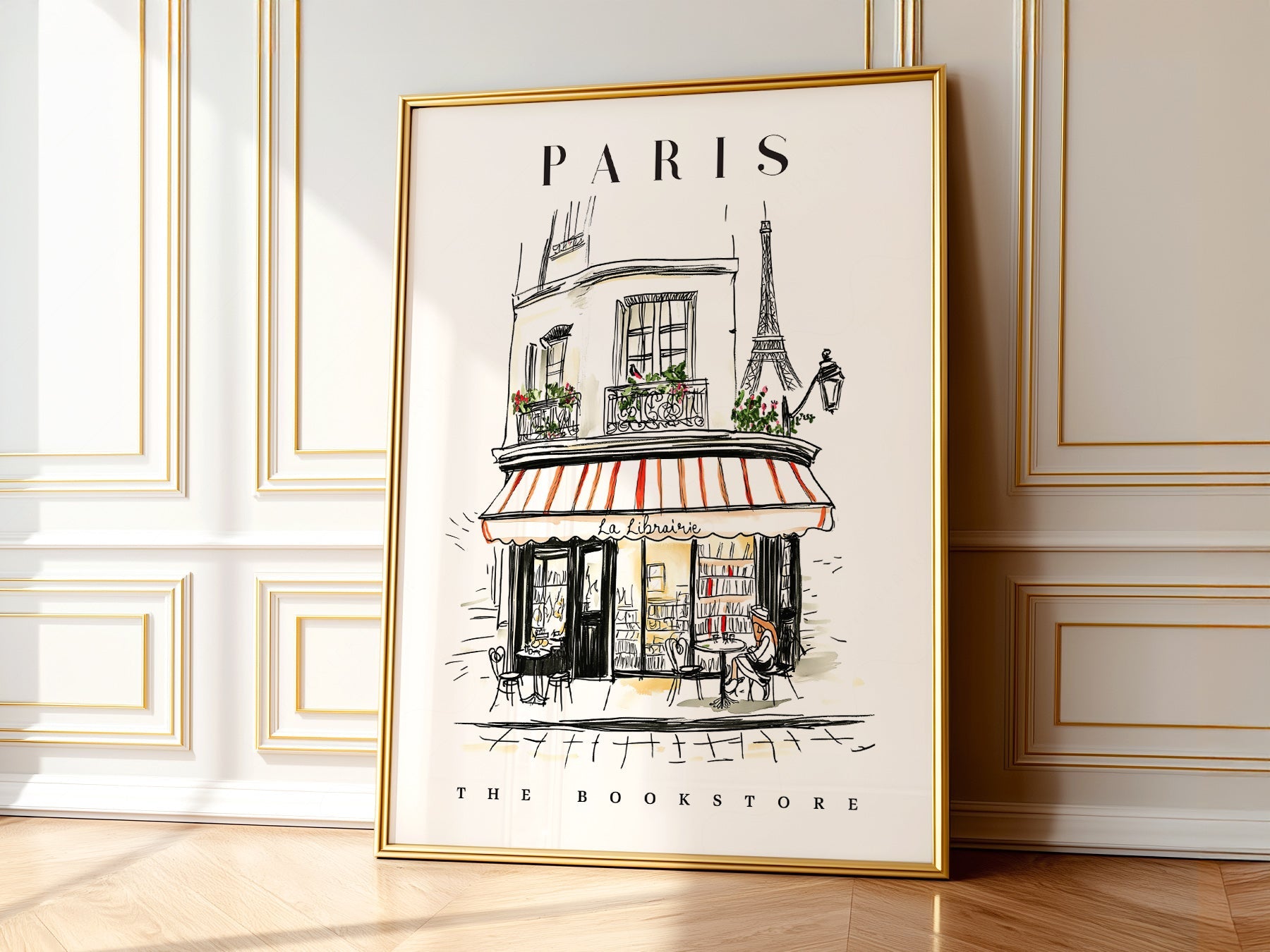 Paris Bookstore Art Print – French Bookshop Illustration Poster