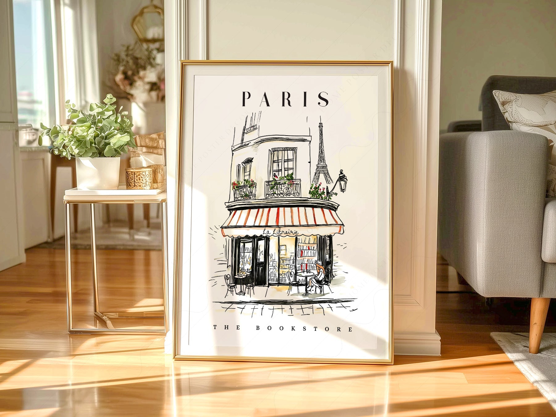 Paris Bookstore Art Print – French Bookshop Illustration Poster
