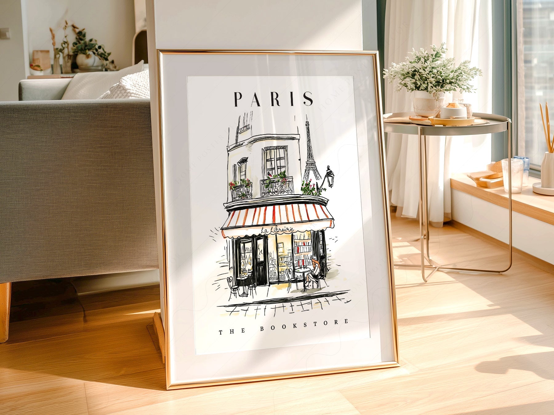 Paris Bookstore Art Print – French Bookshop Illustration Poster