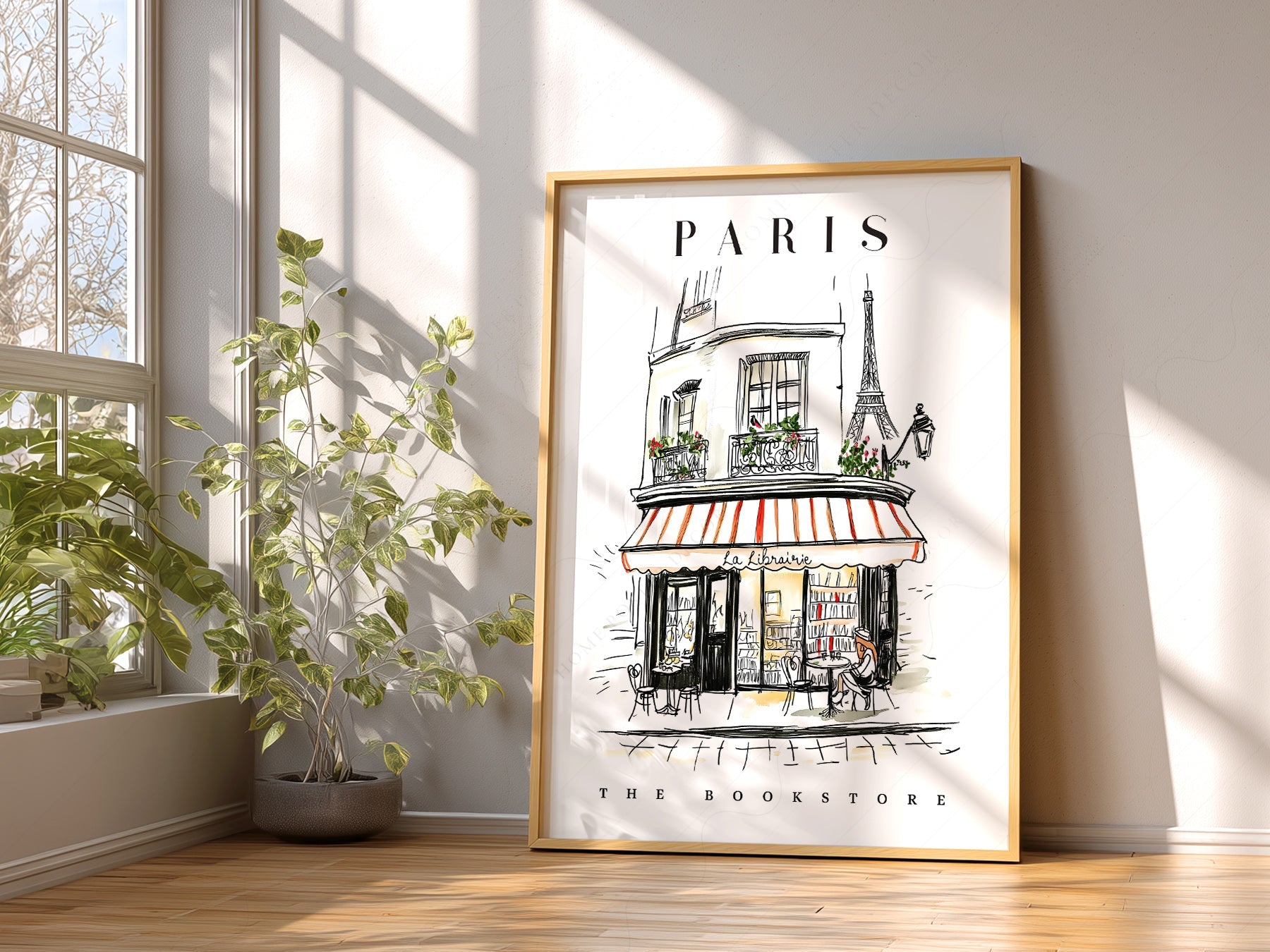 Paris Bookstore Art Print – French Bookshop Illustration Poster