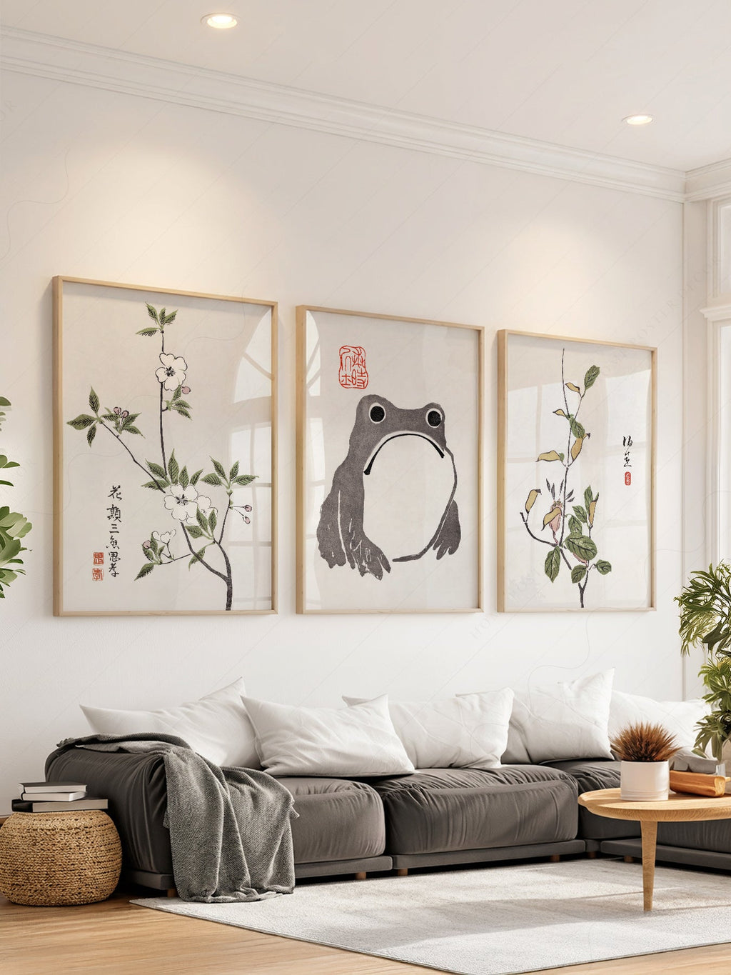 Matsumoto Hoji Frog Art Print Set – Japanese Botanical Wall Art Poster