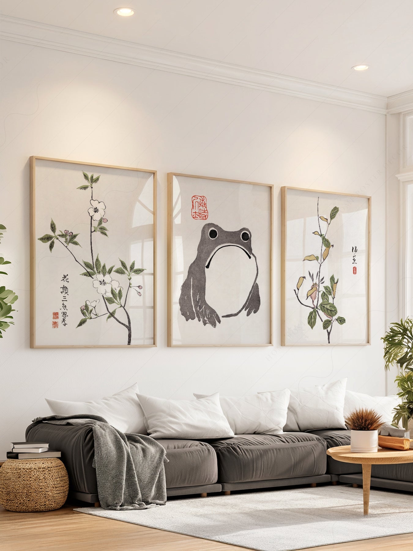 Matsumoto Hoji Frog Art Print Set – Japanese Botanical Wall Art Poster