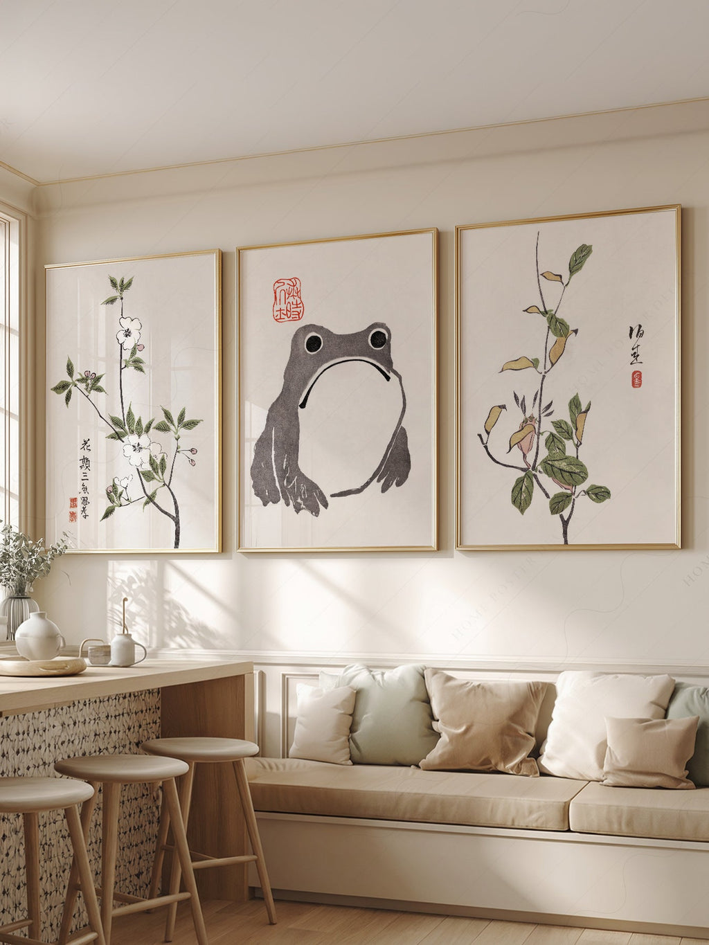 Matsumoto Hoji Frog Art Print Set – Japanese Botanical Wall Art Poster