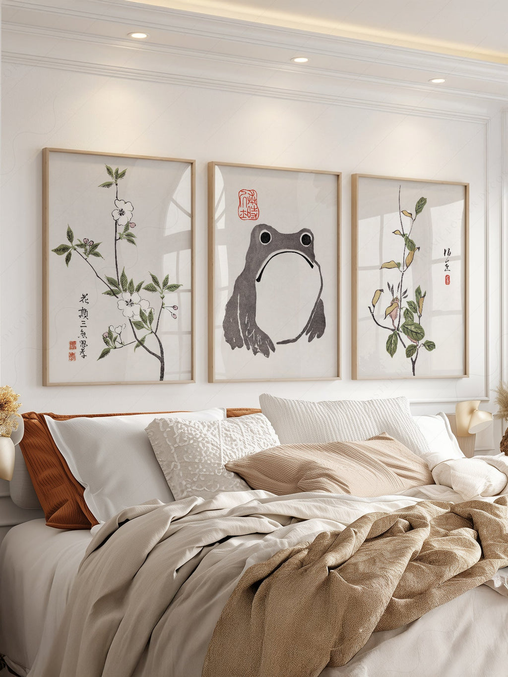 Matsumoto Hoji Frog Art Print Set – Japanese Botanical Wall Art Poster