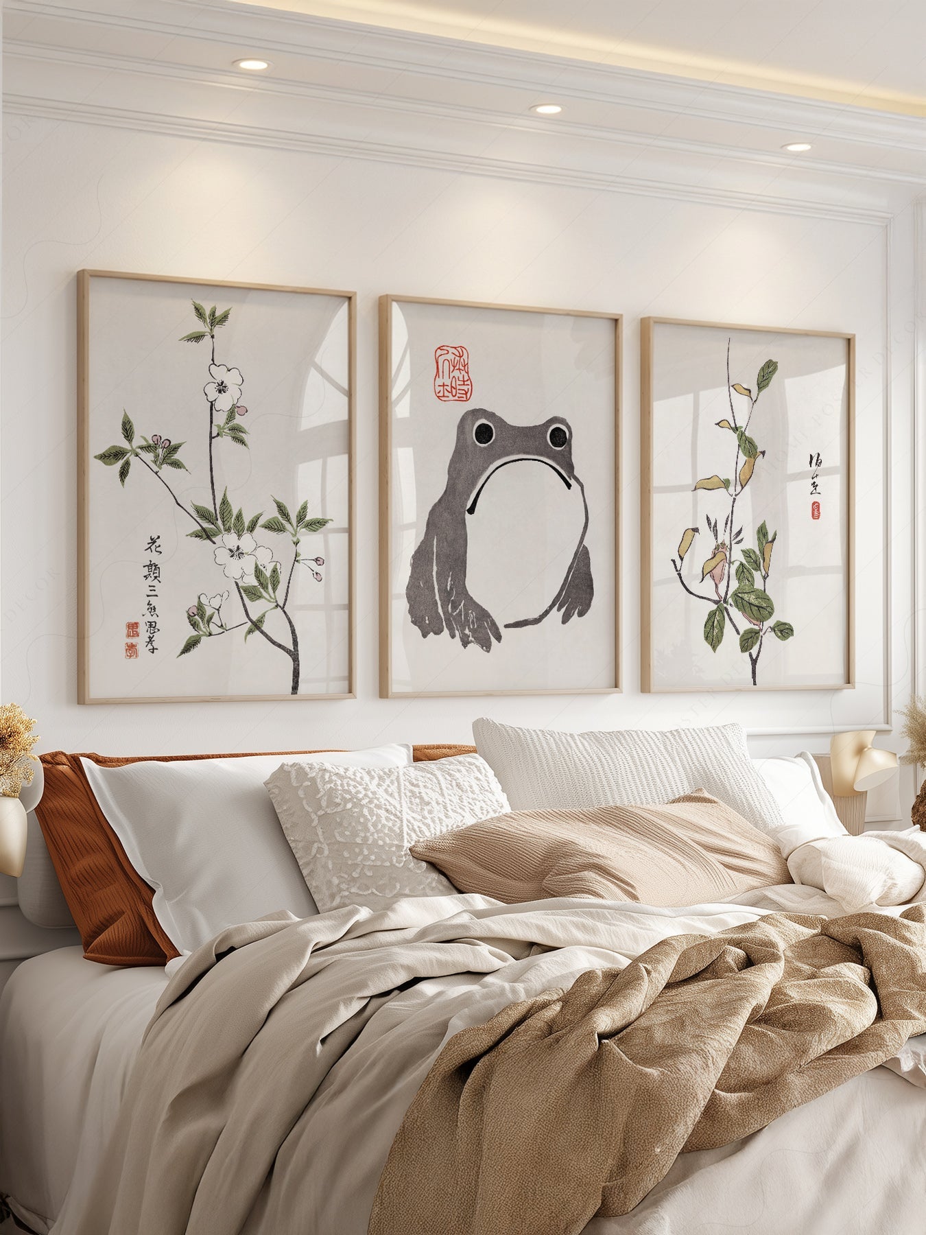 Matsumoto Hoji Frog Art Print Set – Japanese Botanical Wall Art Poster