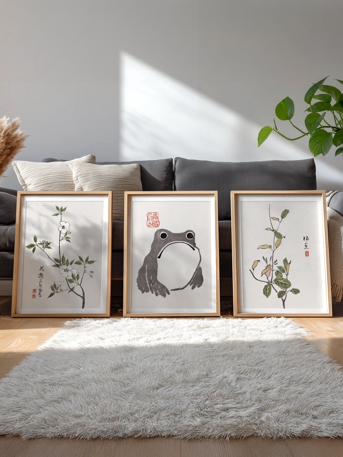 Matsumoto Hoji Frog Art Print Set – Japanese Botanical Wall Art Poster
