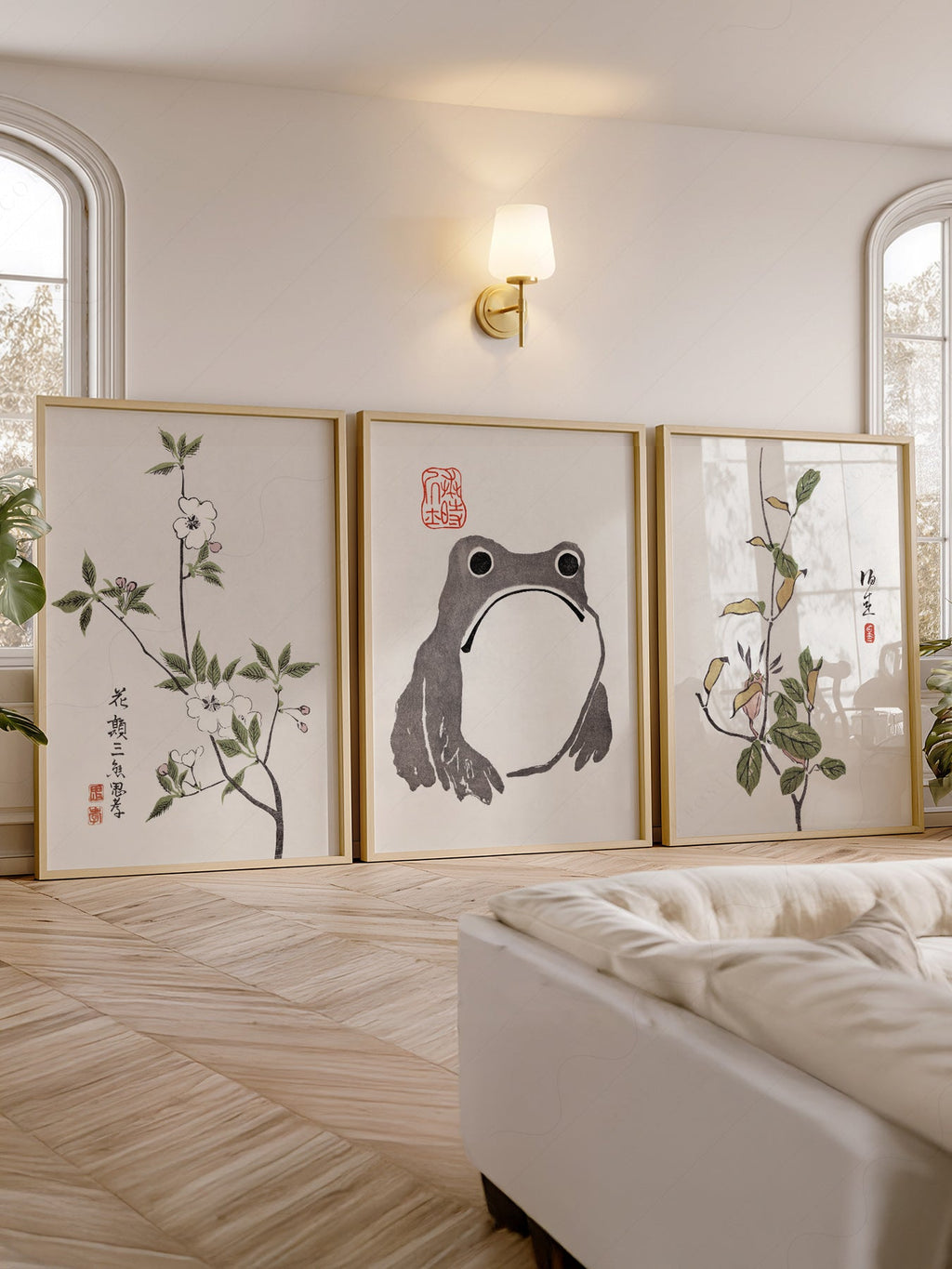 Matsumoto Hoji Frog Art Print Set – Japanese Botanical Wall Art Poster