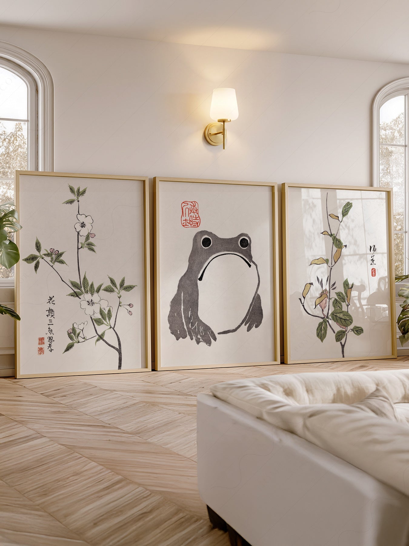 Matsumoto Hoji Frog Art Print Set – Japanese Botanical Wall Art Poster