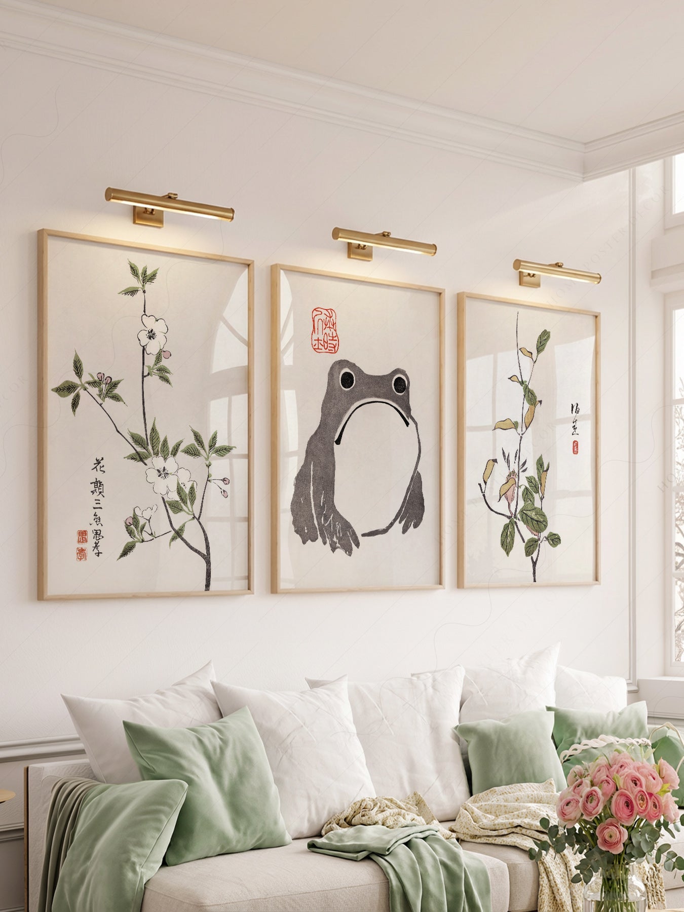 Matsumoto Hoji Frog Art Print Set – Japanese Botanical Wall Art Poster