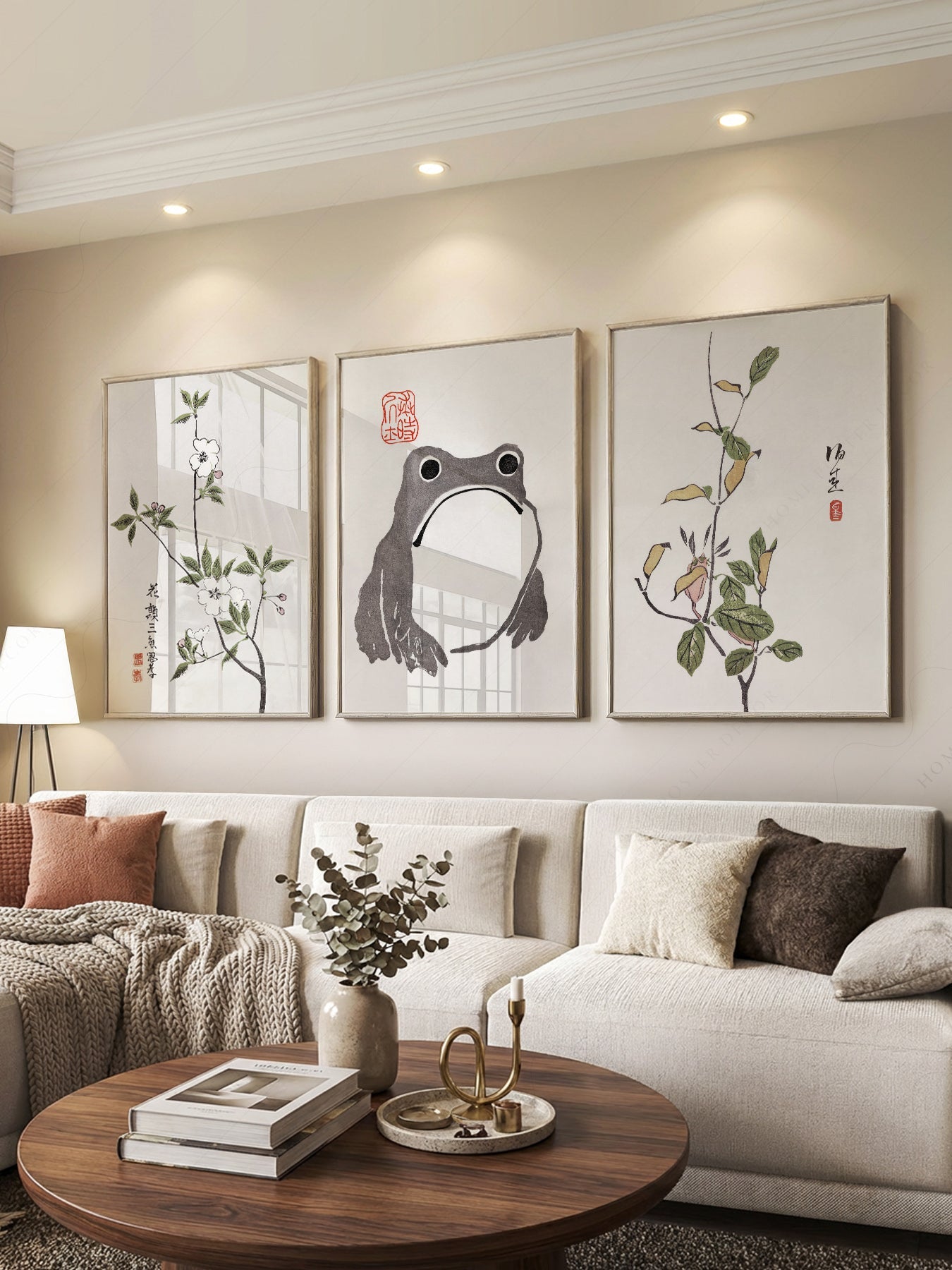 Matsumoto Hoji Frog Art Print Set – Japanese Botanical Wall Art Poster