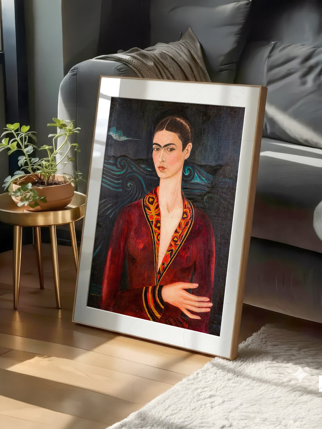 Frida Kahlo Self-Portrait in Velvet Dress Art Print – Mexican Art Poster