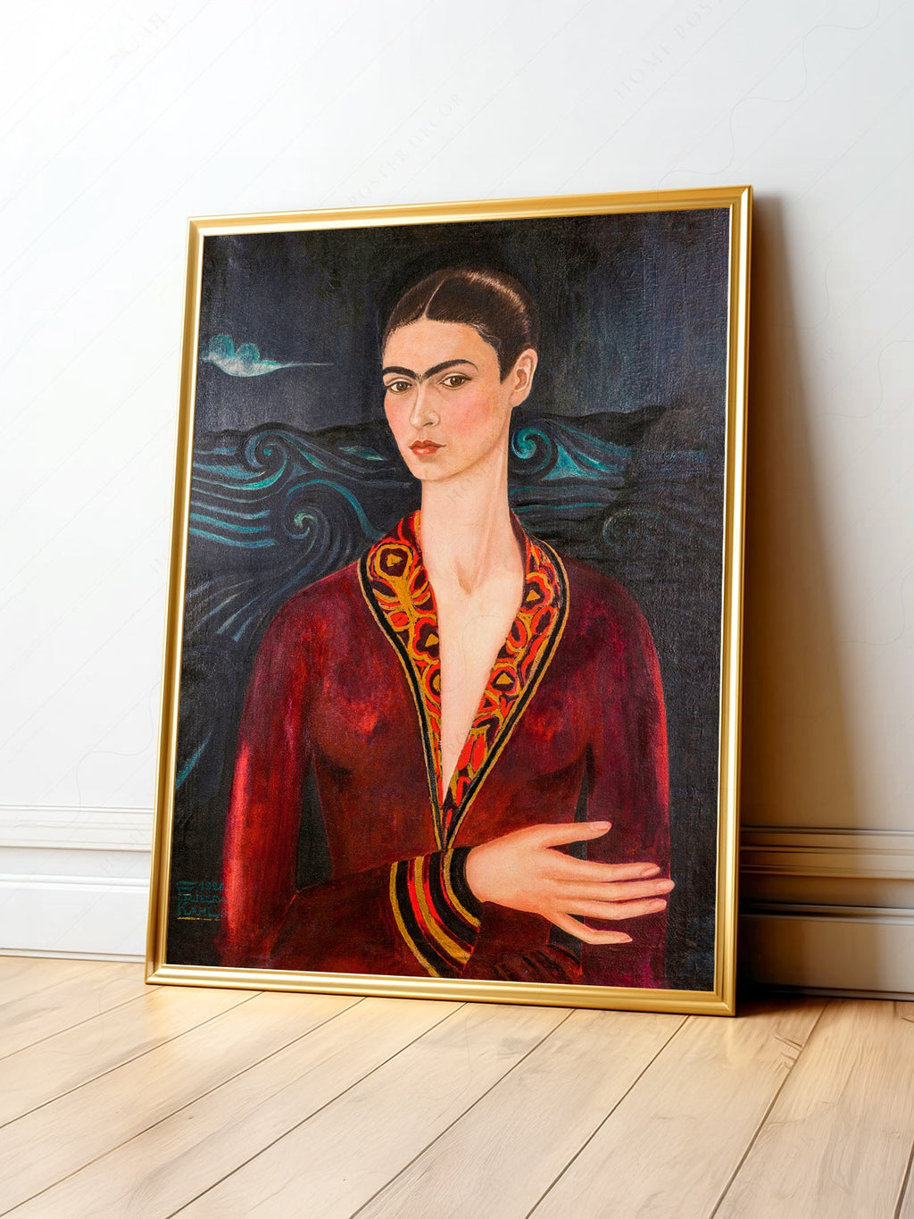 Frida Kahlo Self-Portrait in Velvet Dress Art Print – Mexican Art Poster