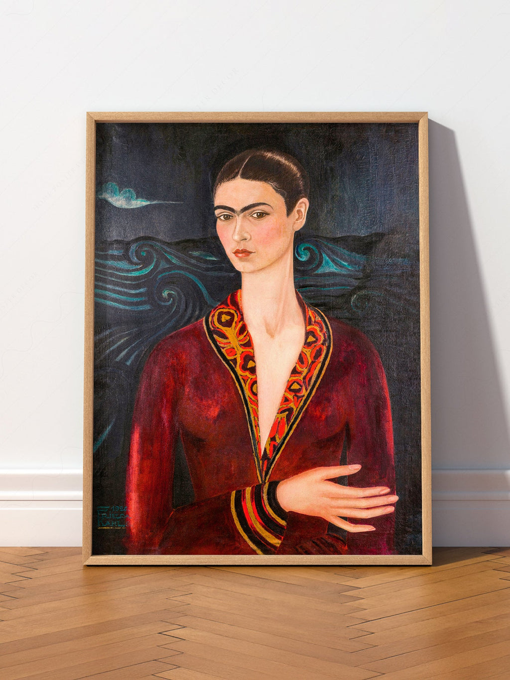 Frida Kahlo Self-Portrait in Velvet Dress Art Print – Mexican Art Poster