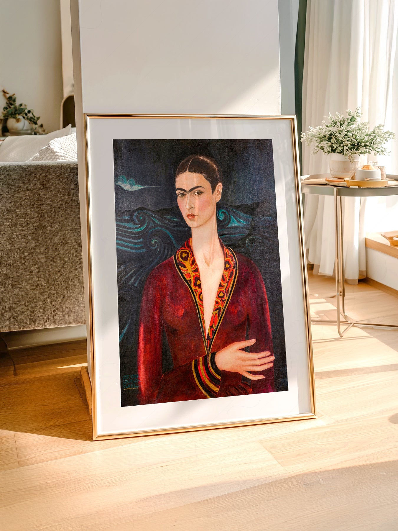 Frida Kahlo Self-Portrait in Velvet Dress Art Print – Mexican Art Poster