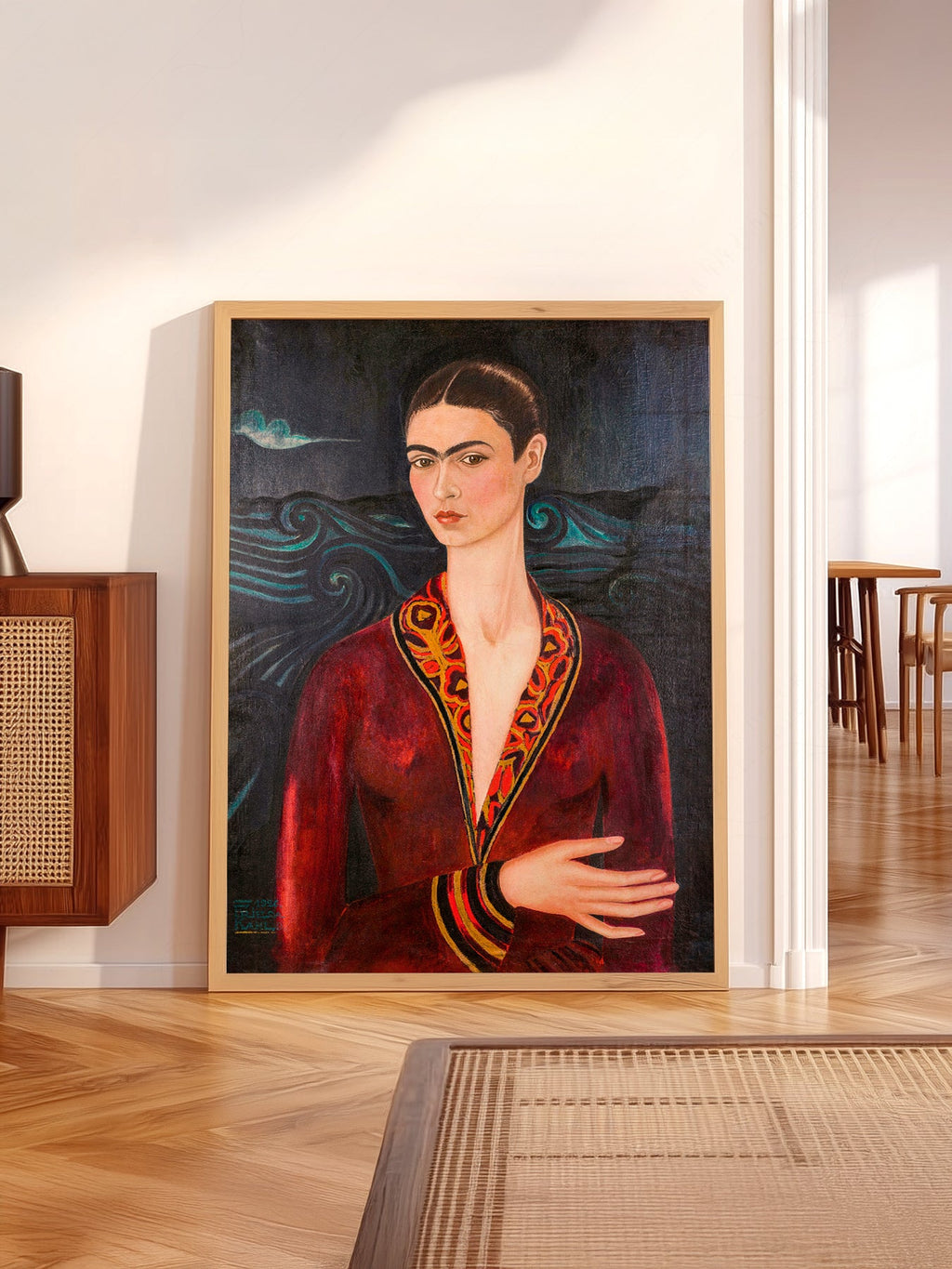 Frida Kahlo Self-Portrait in Velvet Dress Art Print – Mexican Art Poster